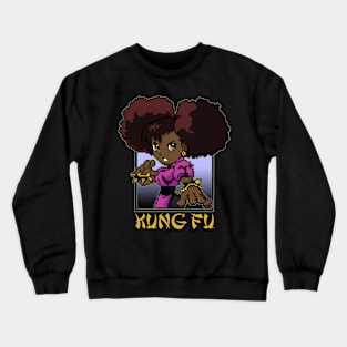 Kawaii Afro Kung Fu Girl Crewneck Sweatshirt